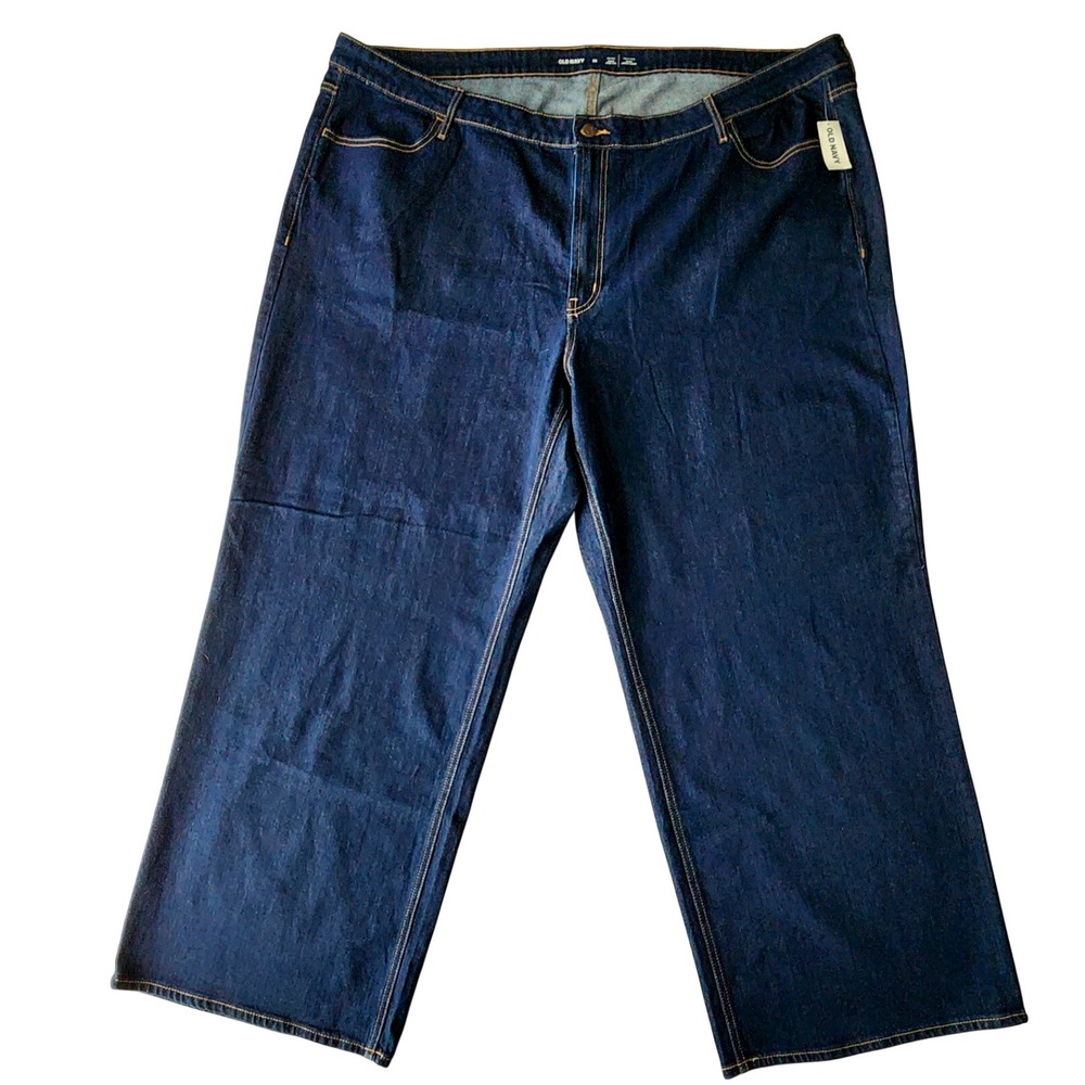Old Navy Wow Wide Leg Jeans Womens 28 48W 27.5L Blue High Rise Stretch Plus Size